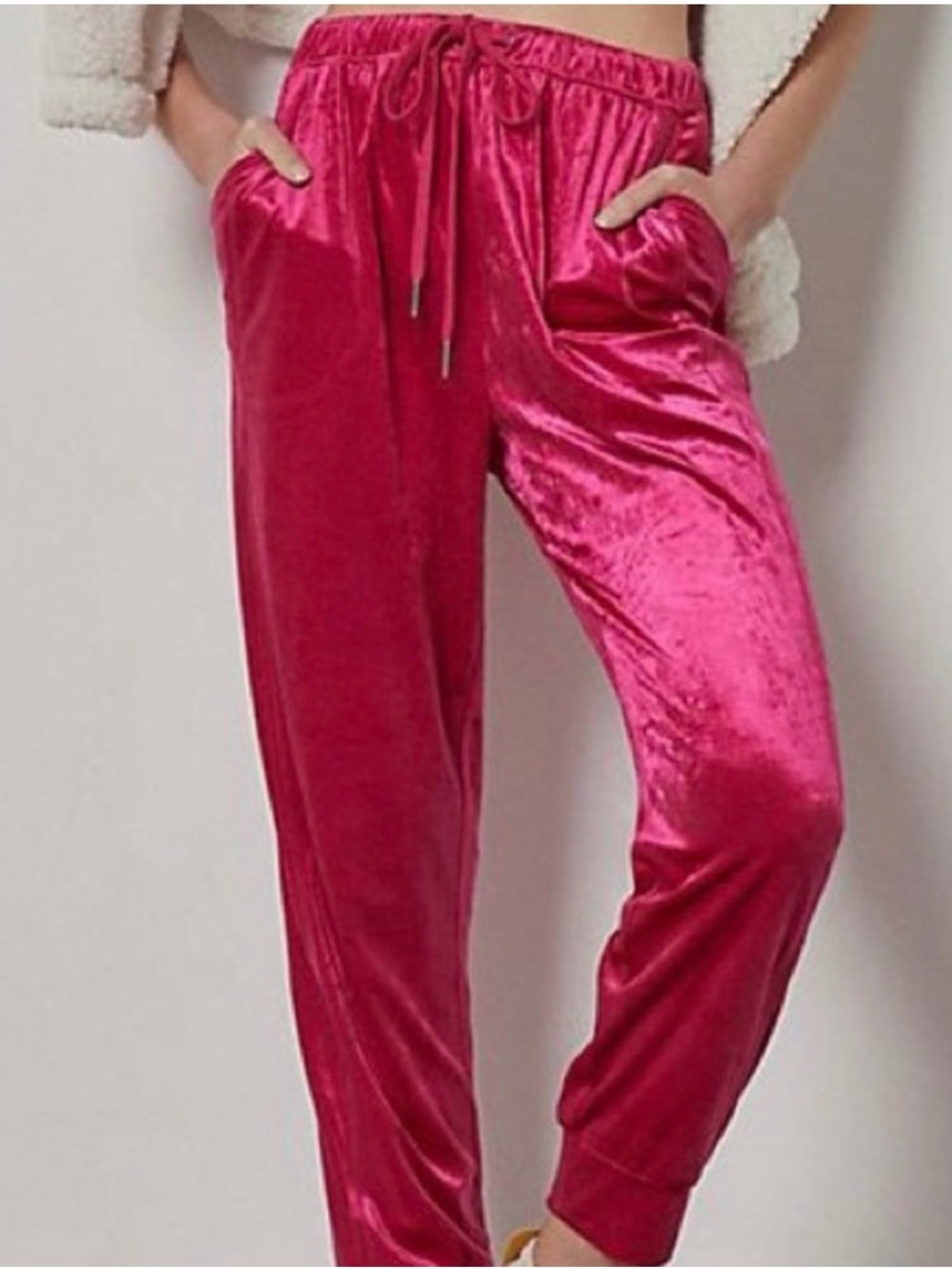 Anthropologie DOPAMINE Hot Pink Velour Joggers Saturday Sunday NWT